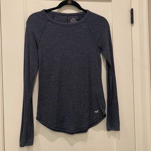 Hollister Long-Sleeve Fitted Blue Gray Top